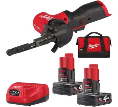 Ленточная шлифмашина Milwaukee M12 Fuel FBFL10-402B с 2-мя АКБ, сумка