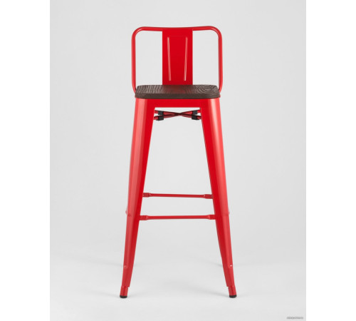 Стул Stool Group TOLIX WOOD со спинкой барный красный глянцевый