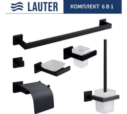 Набор аксессуаров для ванной Lauter 21SH71062+21SH71052+21SH71102+21SH71092+21SH71012+21SH71112 Matt Black, 6 предметов
