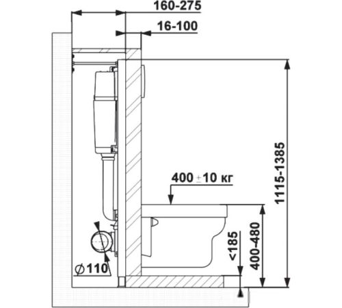 Инсталляция для унитаза Berges Wasserhaus Atom 040331 хром
