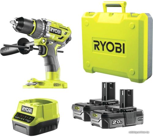 Ударная дрель-шуруповерт Ryobi R18PD7-220B 5133004295 с 2-мя АКБ, кейс