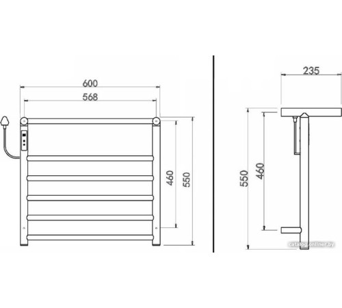 Полотенцесушитель Maxonor PL-TRE03-55-5-3 с полкой серый, подключение слева