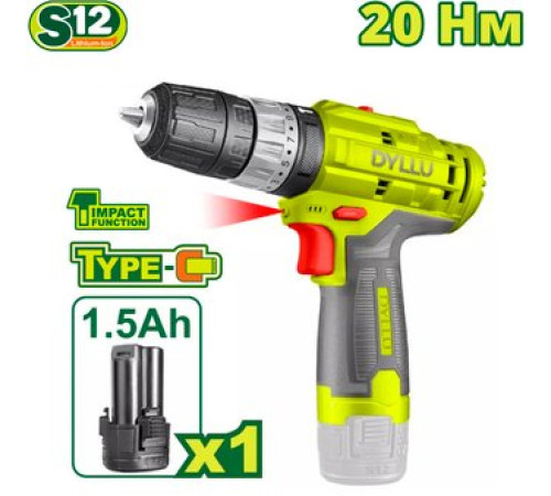 Ударная дрель-шуруповерт Dyllu DTCDS540 с 1-им АКБ