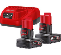 Аккумулятор с зарядным устройством Milwaukee M12 M12NRG-602 4933451903 2 x 12В/6 Ач + 12В