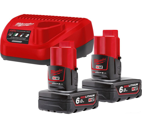 Аккумулятор с зарядным устройством Milwaukee M12 M12NRG-602 4933451903 2 x 12В/6 Ач + 12В