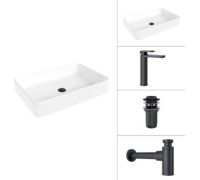 Умывальник Lauter 21842 + Cascade 21СК0655BS + сифон 21635B + дон.клапан 21190B черный матовый