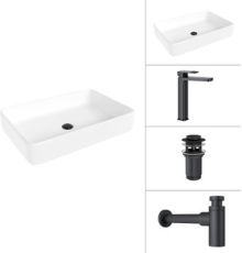 Умывальник Lauter 21842 + Cascade 21СК0655BS + сифон 21635B + дон.клапан 21190B черный матовый