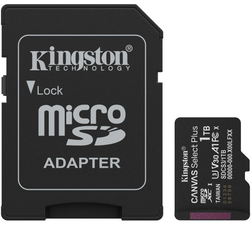 Карта памяти Kingston Canvas Select Plus microSDXC 1TB SDCS3/1TB с адаптером