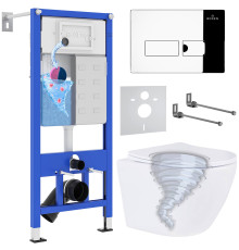 Унитаз подвесной Roxen Antares Tornado в комплекте с инсталляцией StounFix Dual Fresh 6 в 1 968316 кнопка: хром глянцевый