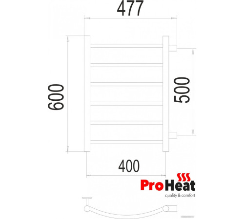 Полотенцесушитель ProHeat Classic 40x60 боковое подключение, черный муар