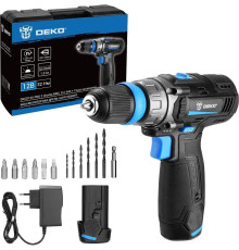 Дрель-шуруповерт Deko DKCD12V PRO 083-1004 с 2-мя АКБ 1.5Ач, кейс