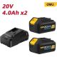 Аккумулятор с зарядным устройством Deli EDL-CM20A4E 20В/2x4 Ah + 20В