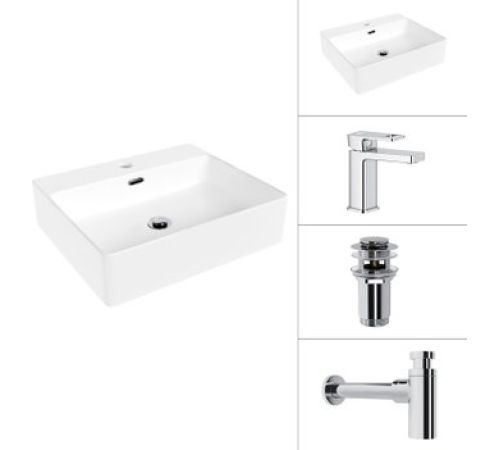 Умывальник Lauter 21478 + Cascade 21СК655C + сифон 21635CH + донный клапан 21190CH хром