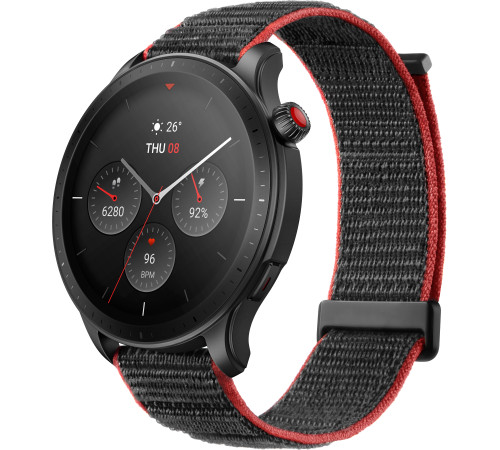 Умные часы Amazfit GTR 4 серый, с черным нейлоновым ремешком