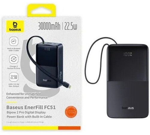 Внешний аккумулятор Baseus EnerFill FC51 Bipow2 Pro Power Bank 30000mAh черный