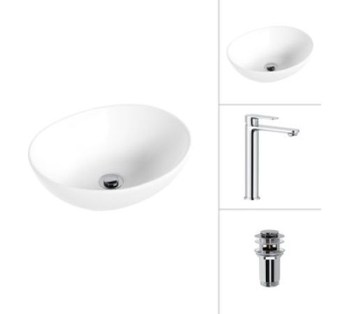 Умывальник Lauter 21652 + Moon 21СK81691C с донным клапаном 21190CH хром
