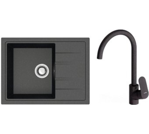 Кухонная мойка Berge BR-5850 + смеситель AM.PM Like F8007122 черный