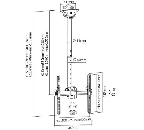 Кронштейн для телевизора Arm Media LCD-1800W