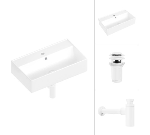 Умывальник Lauter 21855 + клапан 21190W + сифон 21635W белый матовый