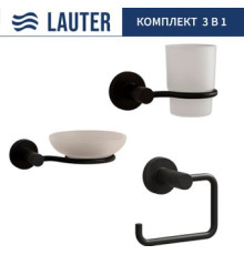 Набор аксессуаров для ванной Lauter 21TS20116 + 21TS20114 + 21TS20112 Matt Black, 3 предмета