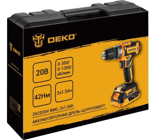 Дрель-шуруповерт Deko ZKCD20V 084-1007 с 2-мя АКБ, кейс