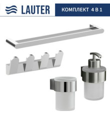 Набор аксессуаров для ванной Lauter 21TS3018 + 21TS3020 + 21TS3008 + 21TS3001 Chrome, 4 предмета