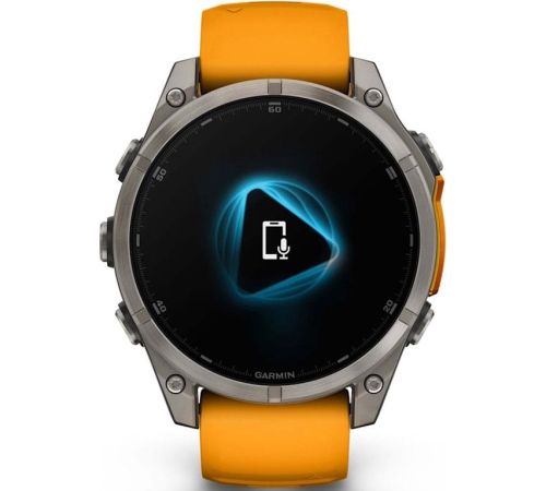 Умные часы Garmin Fenix 8 Sapphire, Titanium 47мм светло-серый, оранжевый силиконовый ремешок