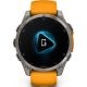 Умные часы Garmin Fenix 8 Sapphire, Titanium 47мм светло-серый, оранжевый силиконовый ремешок