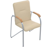 Офисный стул Helmi Самба HL-F03 344614 металл алюминий/экокожа/бежевый/бук BOX2