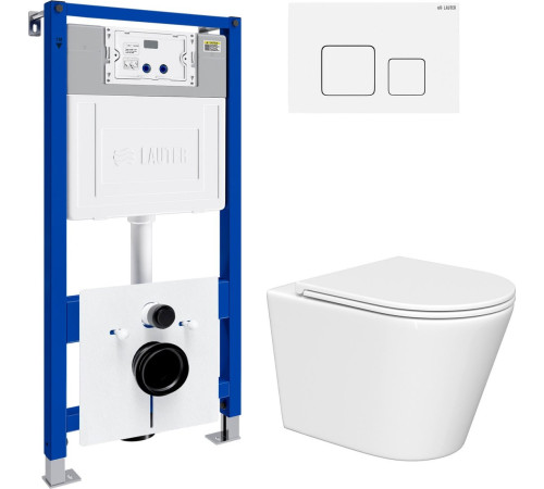 Унитаз подвесной Lauter Longer 2110822 с кнопкой 219702F квадратная, белый