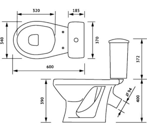 Унитаз Оскольская керамика Суперкомпакт белый, косой выпуск