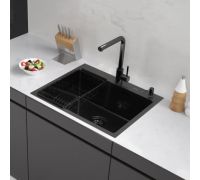 Кухонная мойка ARFEKA ECO AR мойка 600*500, коландер F, дозатор BLACK DECOR MILLET