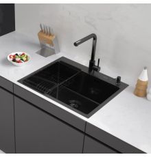Кухонная мойка ARFEKA ECO AR мойка 600*500, коландер F, дозатор BLACK DECOR MILLET