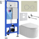 Унитаз подвесной Roxen Royal Matt в комплекте с инсталляцией StounFix Dual Fresh 6 в 1 968249 кнопка: пастель бежевый