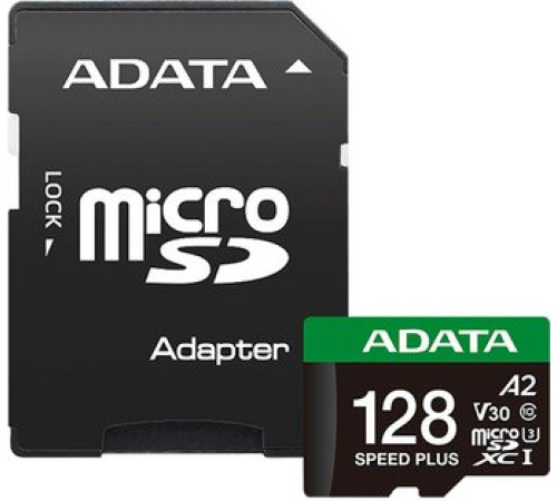 Карта памяти ADATA SPEED PLUS microSDXC 128GB UD128GUI3V30A2SP-RA1 с адаптером
