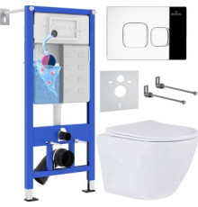 Унитаз подвесной Roxen Antares One Rimless 6 в 1 StounFix Dual Fresh 546881 кнопка: хром