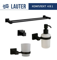 Набор аксессуаров для ванной Lauter 21SH6062 + 21SH6172 + 21SH6092 + 21SH6022 Matt Black, 4 предмета