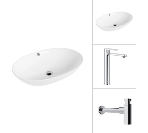 Умывальник Lauter 21709 + Moon 21СK81691C с сифоном 21635CH хром