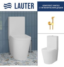 Унитаз напольный Lauter W76 P-TRAP 21122761 + гигиенический душ Neo 21LT0474GL горизонтальный выпуск