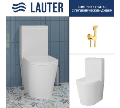 Унитаз напольный Lauter W76 P-TRAP 21122761 + гигиенический душ Neo 21LT0474GL горизонтальный выпуск