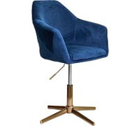 Стул с подлокотниками AksHome Dubai синий велюр/золото