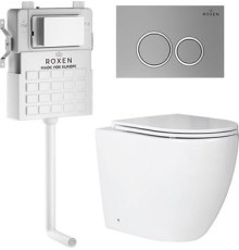 Унитаз приставной Roxen Antares в комплекте с инсталляцией Attach 5 в 1 966902 кнопка: хром матовый