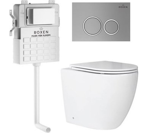 Унитаз приставной Roxen Antares в комплекте с инсталляцией Attach 5 в 1 966902 кнопка: хром матовый