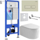 Унитаз подвесной Roxen Royal Matt в комплекте с инсталляцией StounFix Dual Fresh 6 в 1 968222 кнопка: пастель бежевый