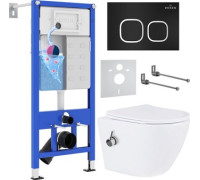 Унитаз подвесной Roxen Antares Bidet в комплекте с инсталляцией StounFix Dual Fresh 6 в 1 938621 кнопка: черный матовый