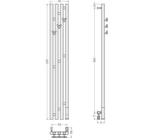 Полотенцесушитель Сунержа Кантата 3.0 120x15.9 31-5847-1216
