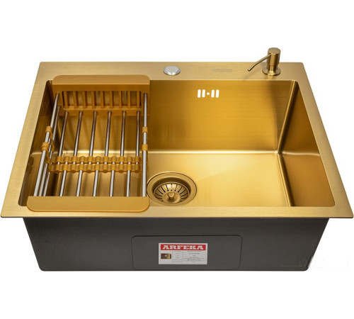 Кухонная мойка ARFEKA ECO AR мойка 600*500, коландер, дозатор GOLD