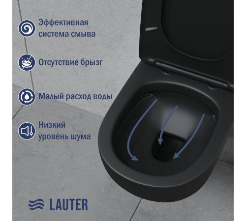 Унитаз подвесной Lauter Sulzdorf + GROHE Solido 38811KF0 черный с микролифтом