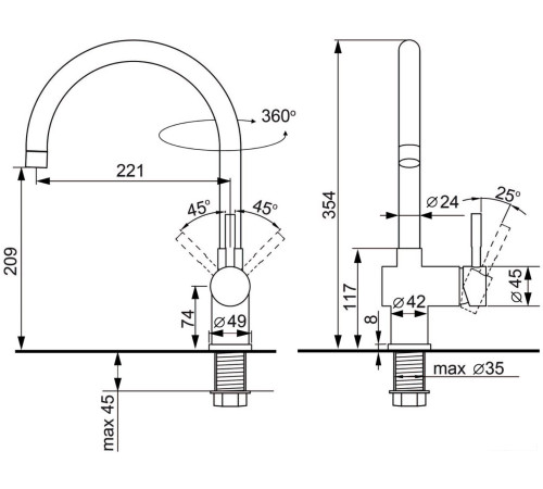 Смеситель Ulgran U-021 304 Нержавеющая сталь
