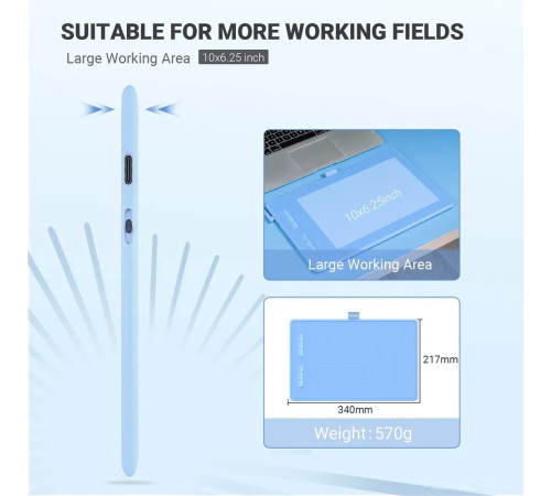 Графический планшет Parblo Ninos N10B голубой